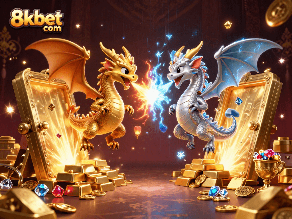 Engage with exciting gaming at 8xbet com with vibrant dragons and treasure elements.