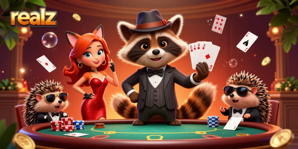 Join the realz casino adventure with charming characters and vibrant casino elements.