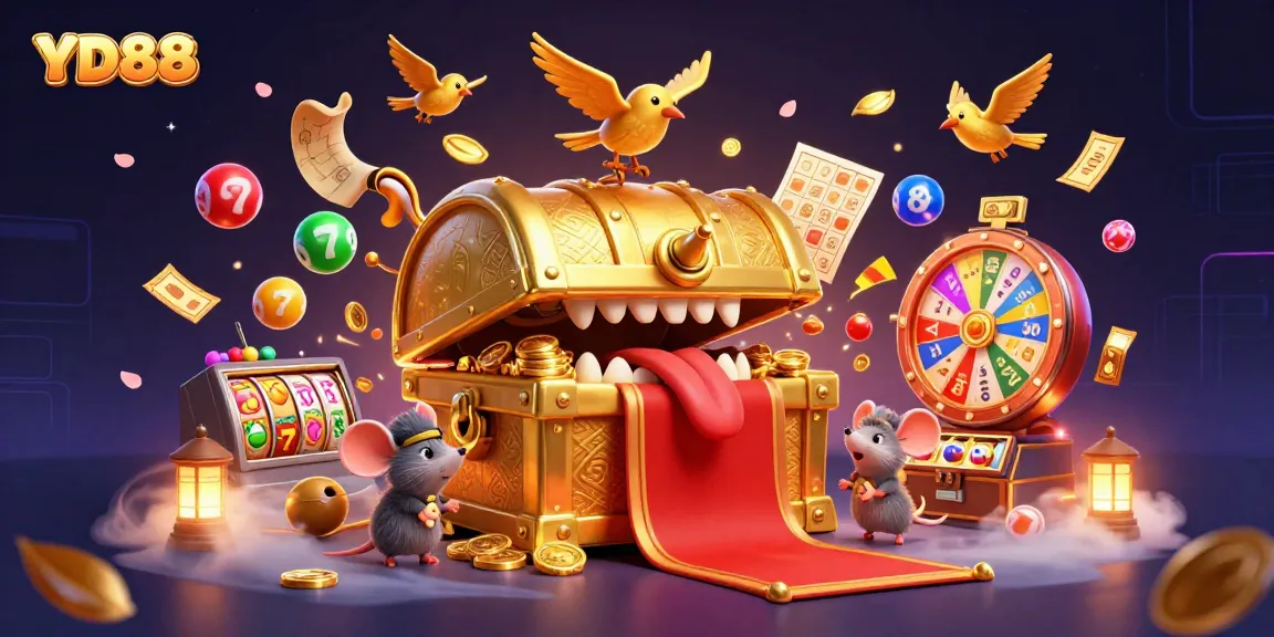 Engaging YD88 casino illustration with adventurous characters and vibrant gaming elements.