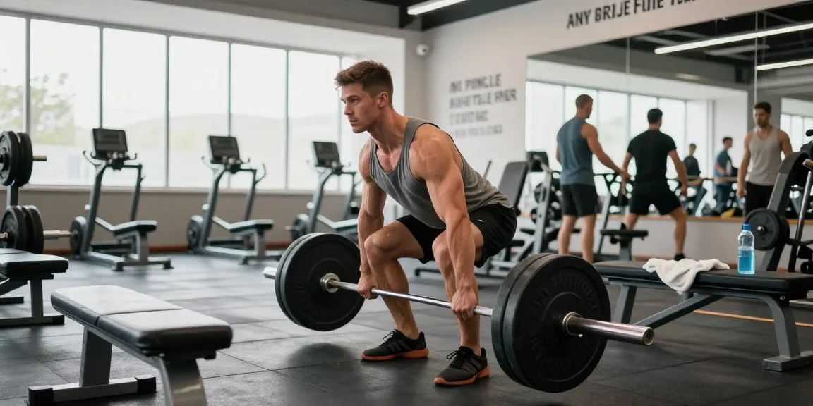 Man lifting weights in a modern gym representing Anabolika Shop's focus on bodybuilding and fitness.