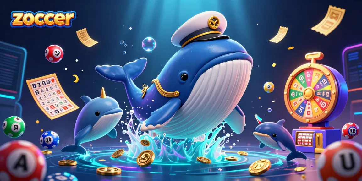 Zoccer engages players with a colorful scene depicting a whale and dolphins amidst dynamic casino elements.
