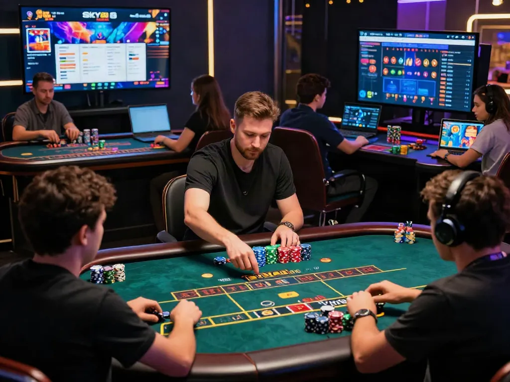 Engaging online gaming scene featuring players using https://sky88tg.com/ for a vibrant casino experience.