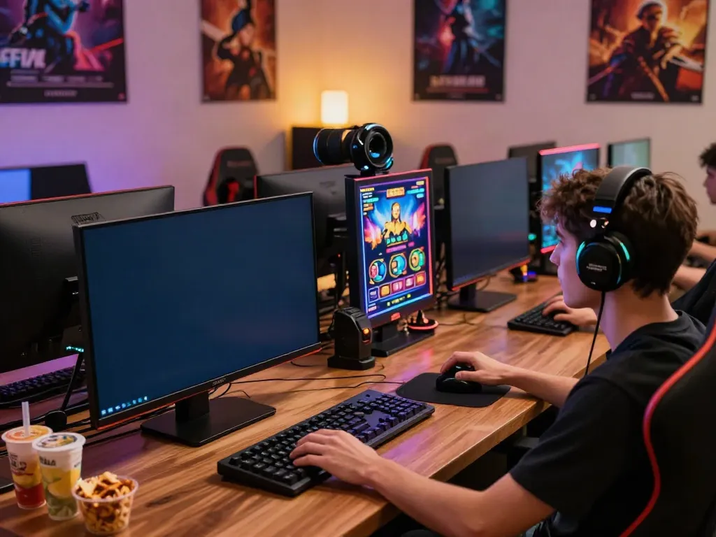Player enjoying online gaming experience on https://choinohu.vip/ with vibrant graphics and accessories