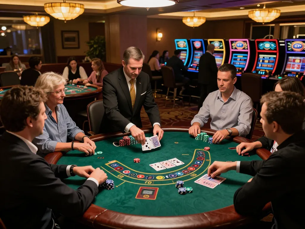 Players enjoying their time at 789win as they place bets on an exciting blackjack table.