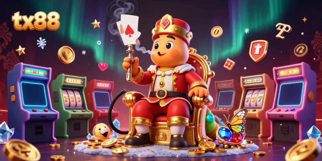 Engage in thrilling bets at tx88 with a vibrant casino scene rich in gaming elements.