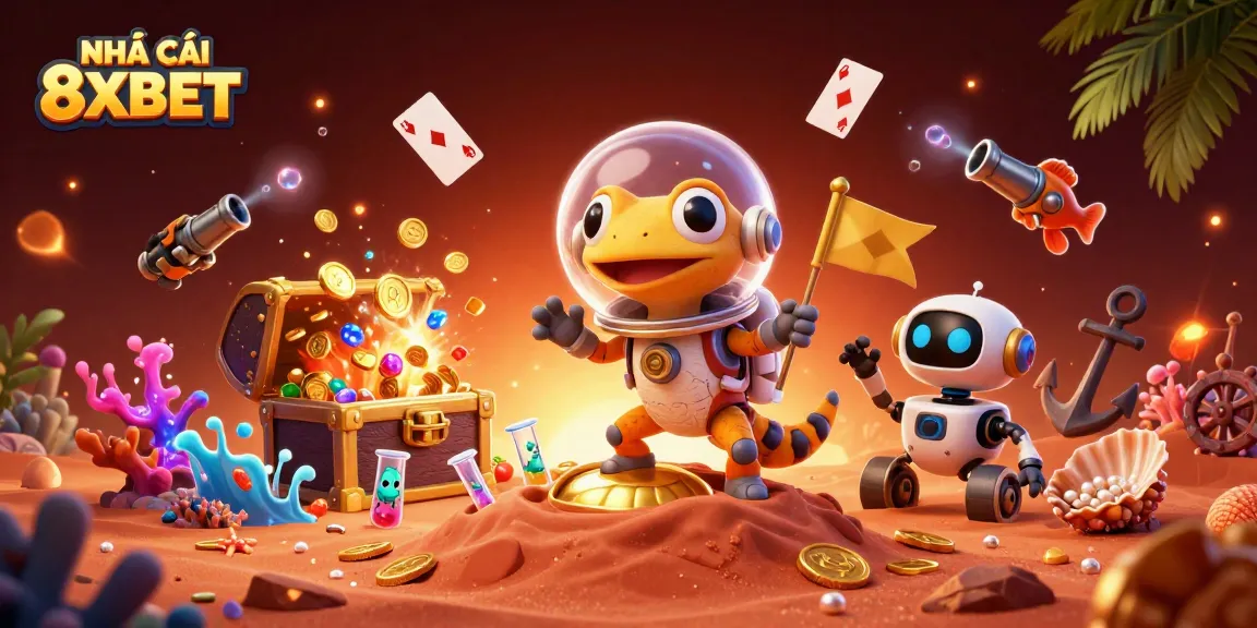 Experience the excitement of NHÀ CÁI 8XBET with colorful treasures and playful scenes in a 3D casino adventure.