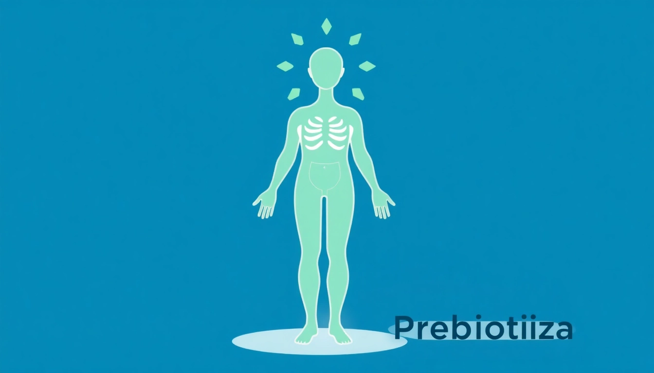 Bunte Illustrationen von Probiotika und Präbiotika zur Förderung der Darmgesundheit