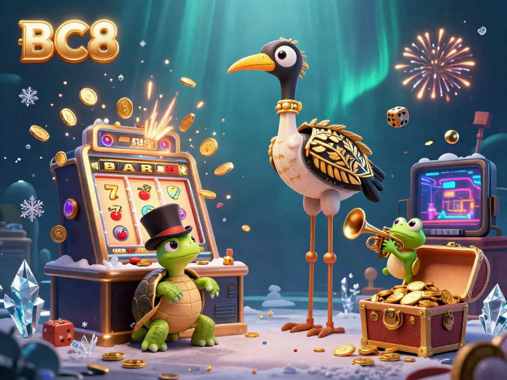 Experience the excitement of BC8 with a vibrant 3D casino scene featuring colorful characters and dynamic gaming elements.