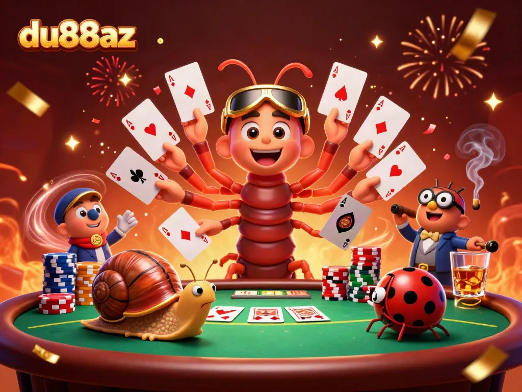 Experience thrilling gameplay at du88az with vibrant characters, poker elements, and festive atmosphere.