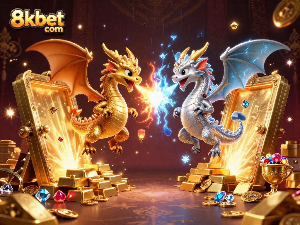 Engage with exciting gaming at 8xbet com with vibrant dragons and treasure elements.