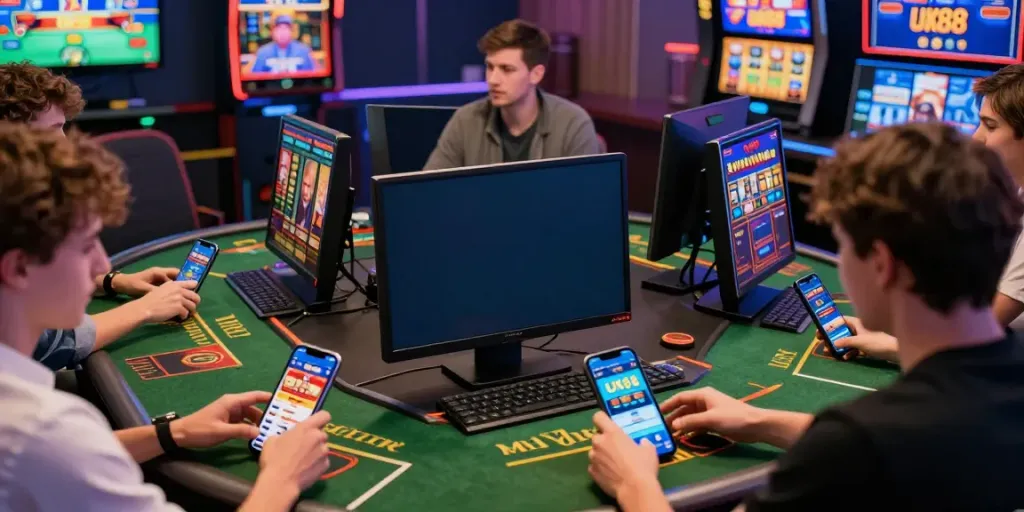 Diverse players engaging in online gambling activities at https://uk88win.org/ showcasing the excitement of UK88 betting platform.