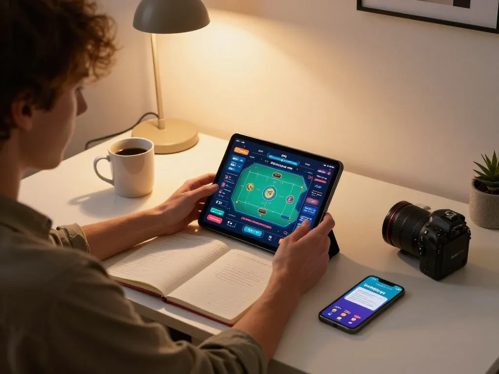 Engaging online poker scene via ee88go app on tablet, creating a comfortable gambling atmosphere