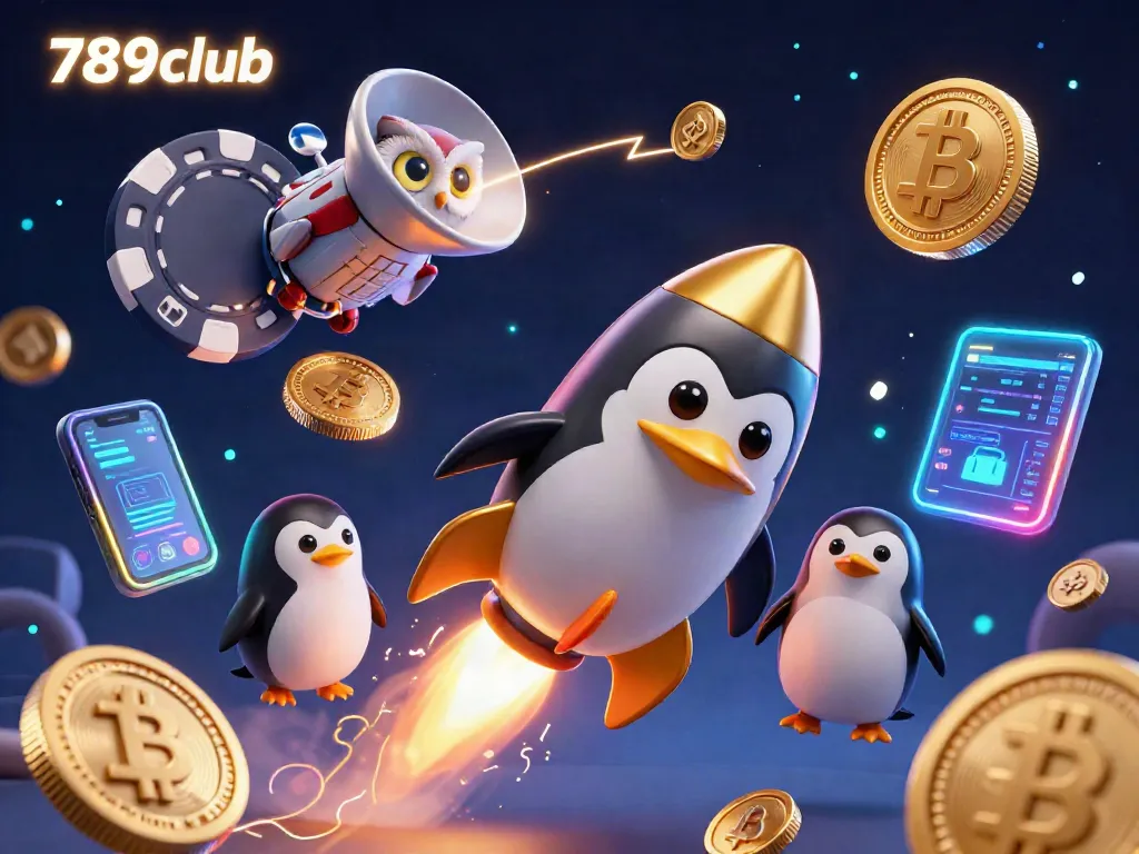 Engage with 789club's vibrant 3D casino scene filled with golden coins, crypto elements, and dynamic characters.