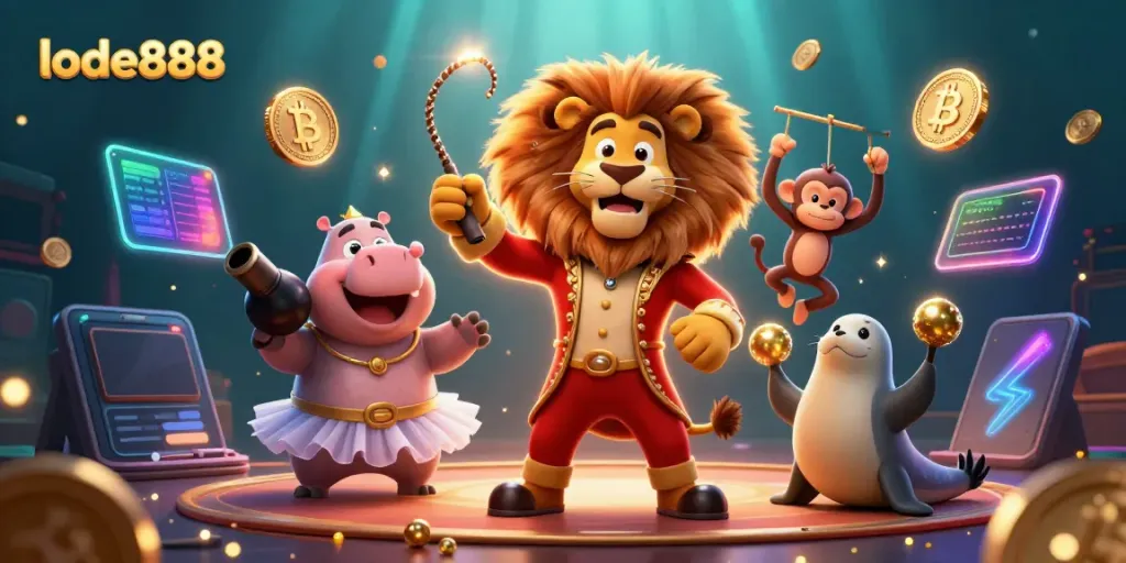 Experience the exciting lode888 world with vibrant characters and cryptocurrencies in action.