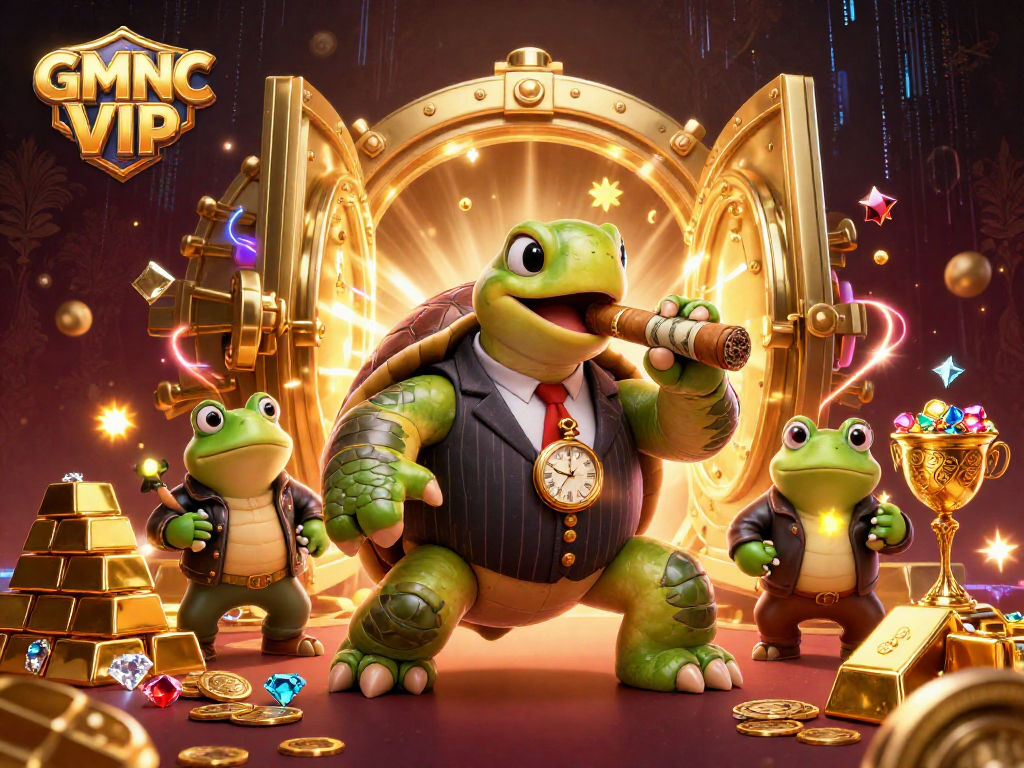 Experience GMNC VIP's dynamic insights into online gambling, with characters illustrating a vibrant casino atmosphere.