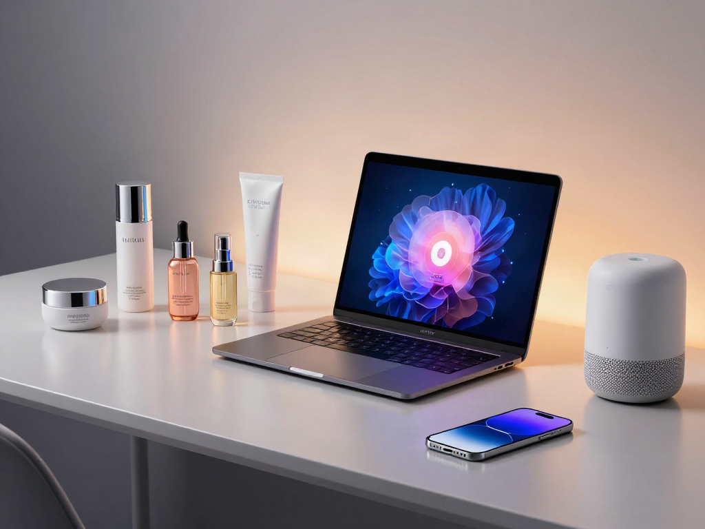 Professionelle Technologie und Sonnenschutz Vergleich im modernen Raum mit Softwarelösungen für Schönheitspflege.