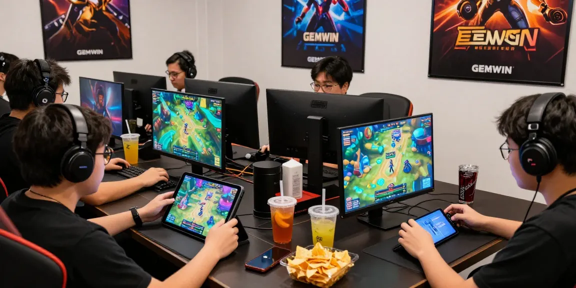 Engaging gaming scene with players using devices at https://gemwin.pics/ showcasing vibrant games and lively atmosphere.