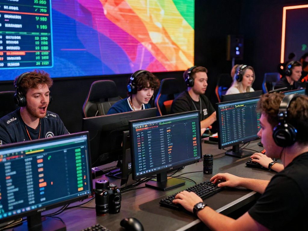 Players enjoying a live sports betting session on https://nbet.group/ featuring vibrant screens and modern gaming setups.