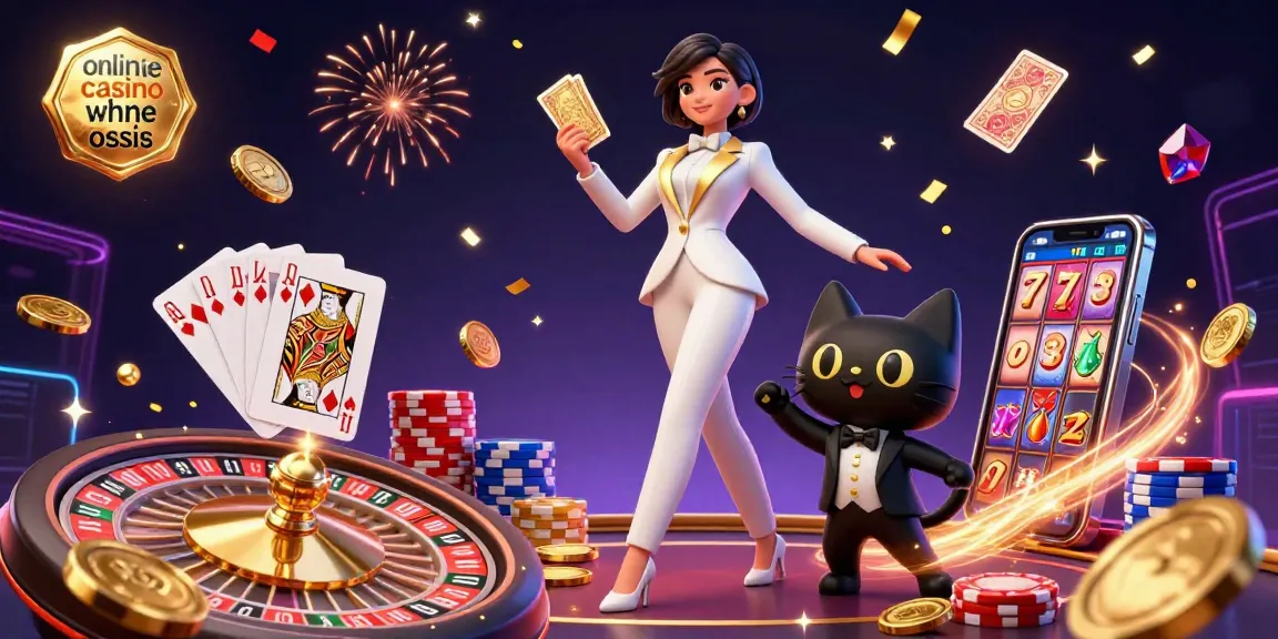 Engaging scene of a glamorous 3D woman at an online casino ohne oasis, shuffling cards and celebrating.
