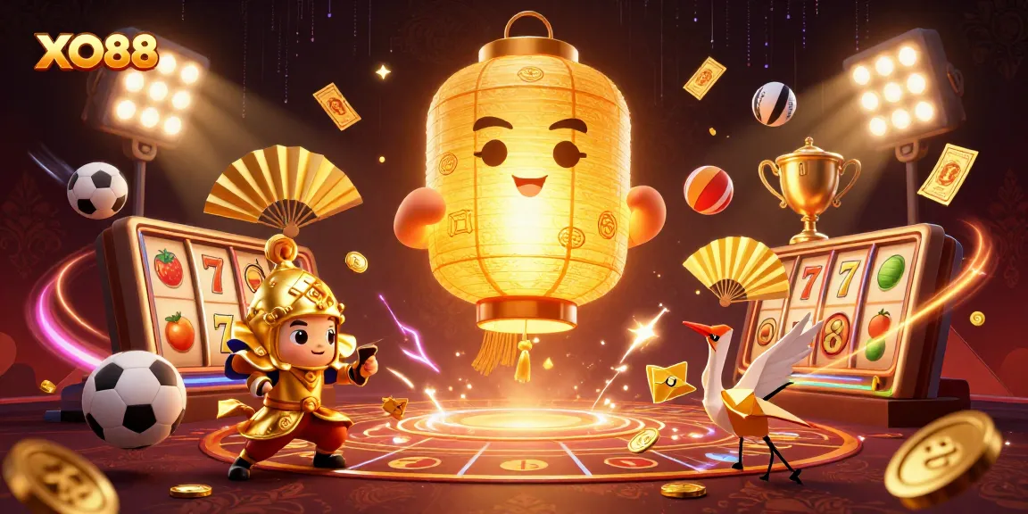 Engage with XO88's lively online casino featuring dynamic gaming elements and vibrant characters.